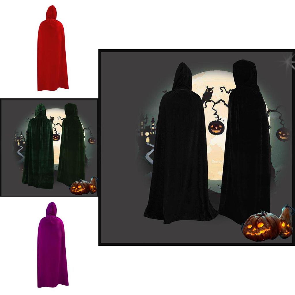 Vibrant Velvet Cloak With Hood In Multiple Colors For Halloween Festivities