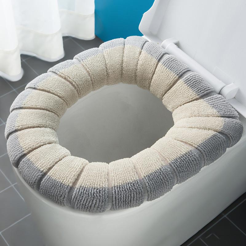1Pc Thicker Bathroom Toilet Seat Cover Pads Soft Comfortable Toilet Seat Cushion Cover Stretchable Toilet Seat Warmer Easy Inst