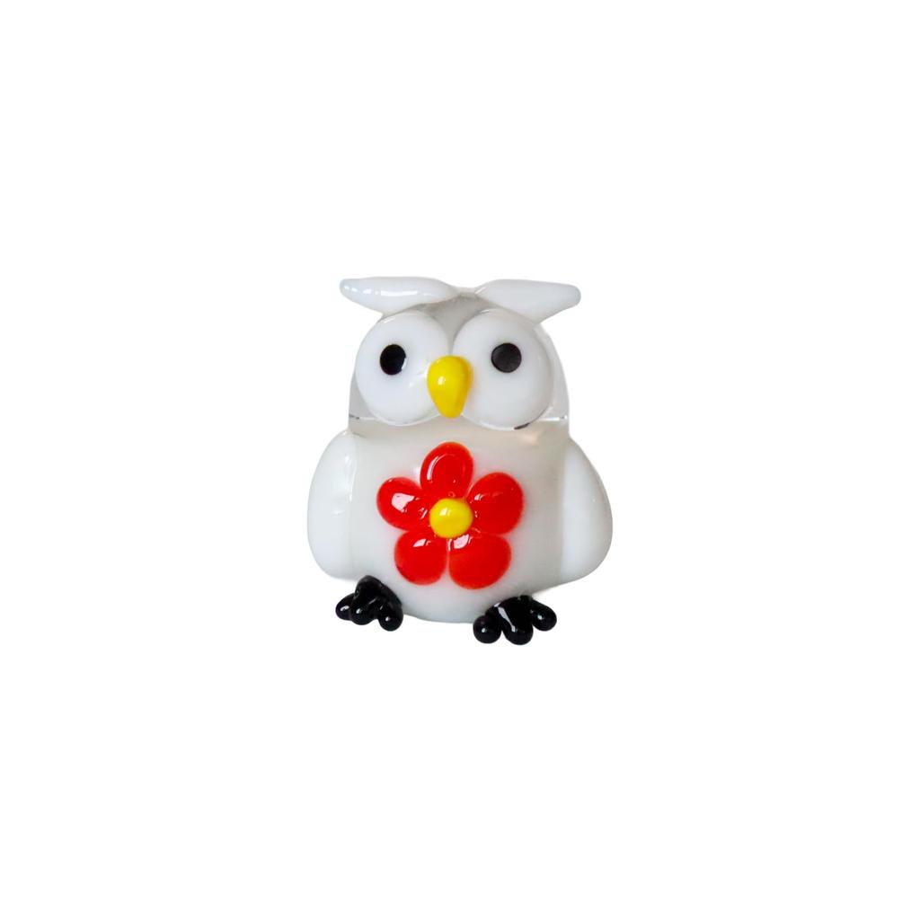 Four Cart Cute Handmade Glasswork White Plum Blossom Owl