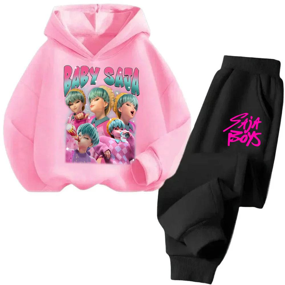 Kinder Warmes Bequemes Set Jungen Mädchen Anime Hoodie Set Neu Cartoon Mode Niedlich Bedruckt Zweiteiliges Set