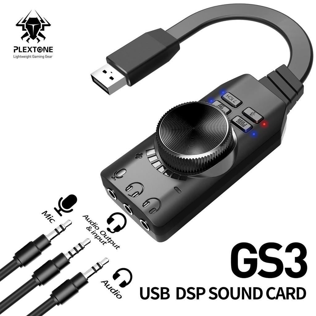 Herní zvuková karta Puji GS3 s USB 7.1 a 3,5mm konektorem pro sluchátka s mikrofonem pro PC a mobilní zařízení