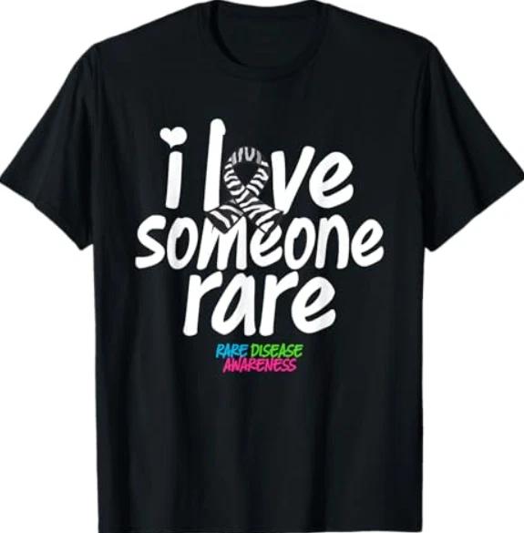 

I Love Someone Rare Zabra Ribbon Rare Disease Awareness 100% Cotton T-shirt Mens Tees Top L
