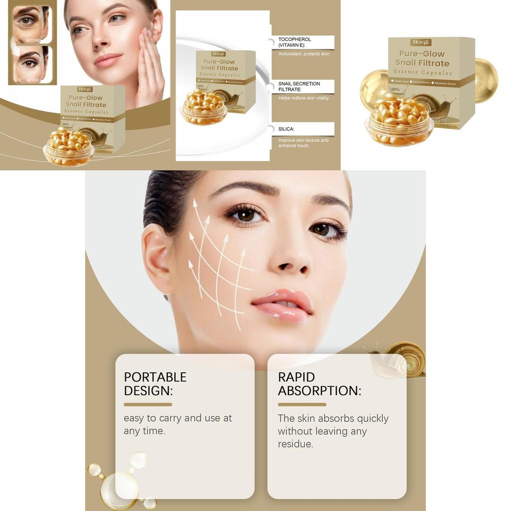 Hoygi Snail Firming Skincare Serum Capsules With Nourishing Natural Elasticity For Face