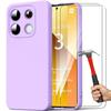 Case and Tempered Glass For Xiaomi Redmi Note 13 5G - Silicone TPU - Matte Purple - Scratch Protection