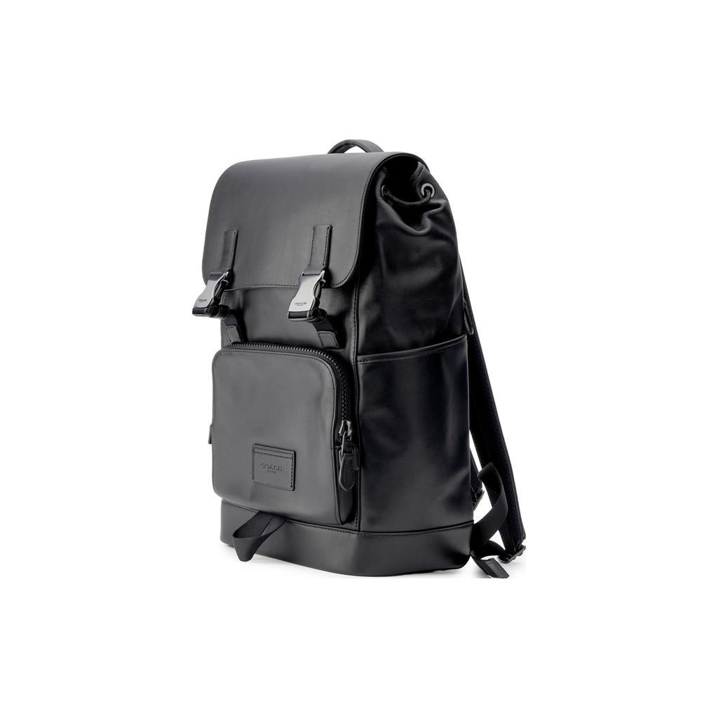 Coach Track 42 Flap Leather Backpack Men backpack Black C2710-QBBK