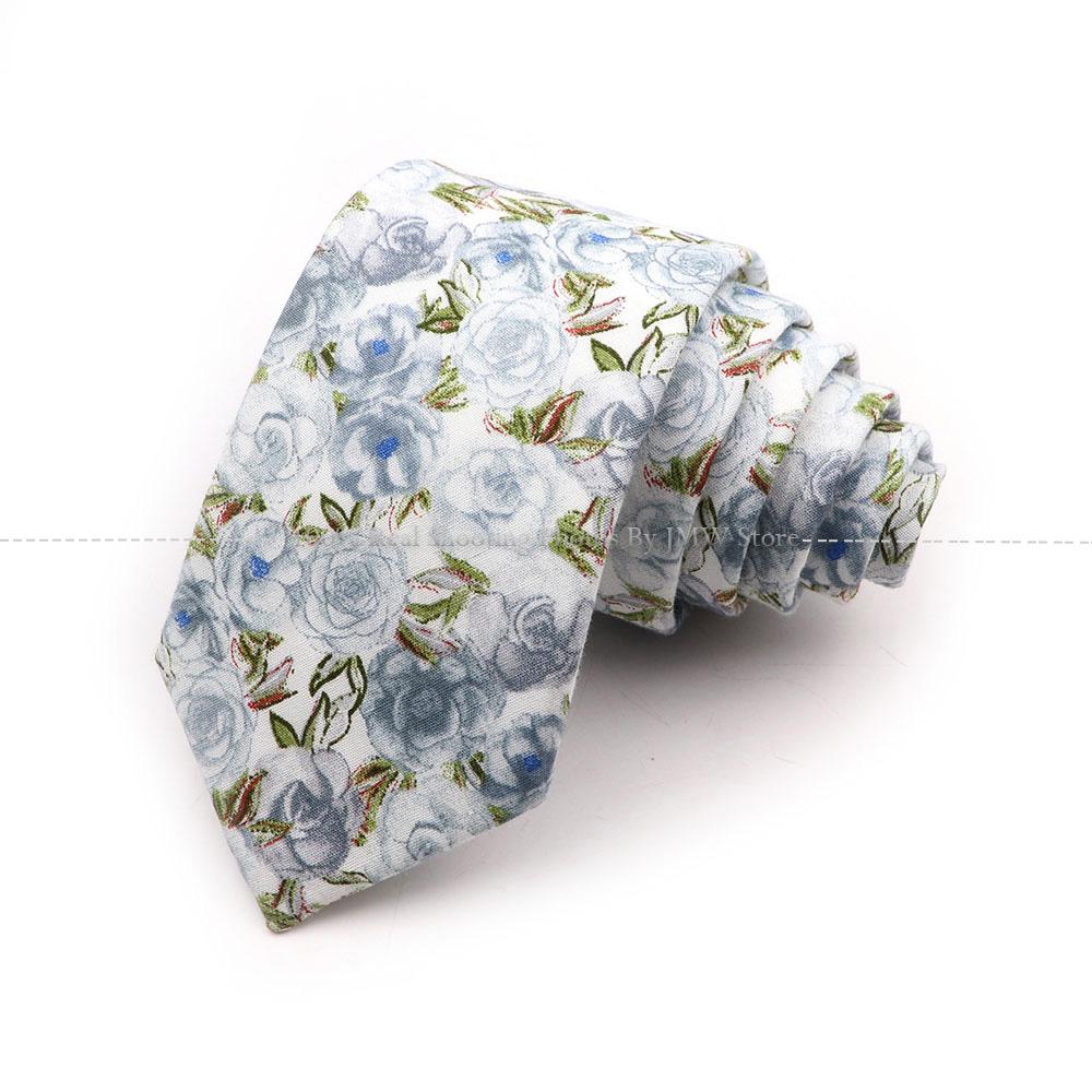 New Chic, Blumenkrawatte, 100 % Baumwollkrawatte, für Männer, helle Farbe, lässige schmale Krawatte, Hochzeitsfeier