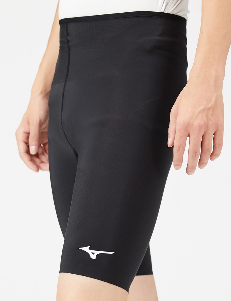 Mizuno Bio Gear Sonic Running and Track Wear, Solid Color Half Tights, Black, Size L (U2MB2531)