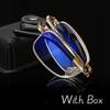 Portable Metal Anti Blue Light Bifocal Reading Glasses Men Folding Presbyopia Eyewear with Leather Case