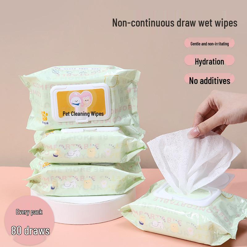 Pet Deodorizing No-Rinse Wet Wipes for Cats & Dogs - Tear Stain & Butt Cleaning Solution