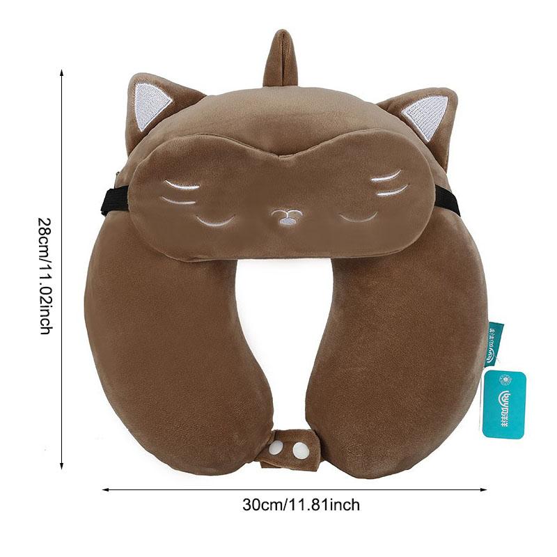 Cartoon-Nackenkissen mit Schlafmaske, Memory-Baumwolle, U-förmiges, weiches Reisekissen fürs Auto, Flugzeug, Büro, bequeme Schlaf-Kopfstütze