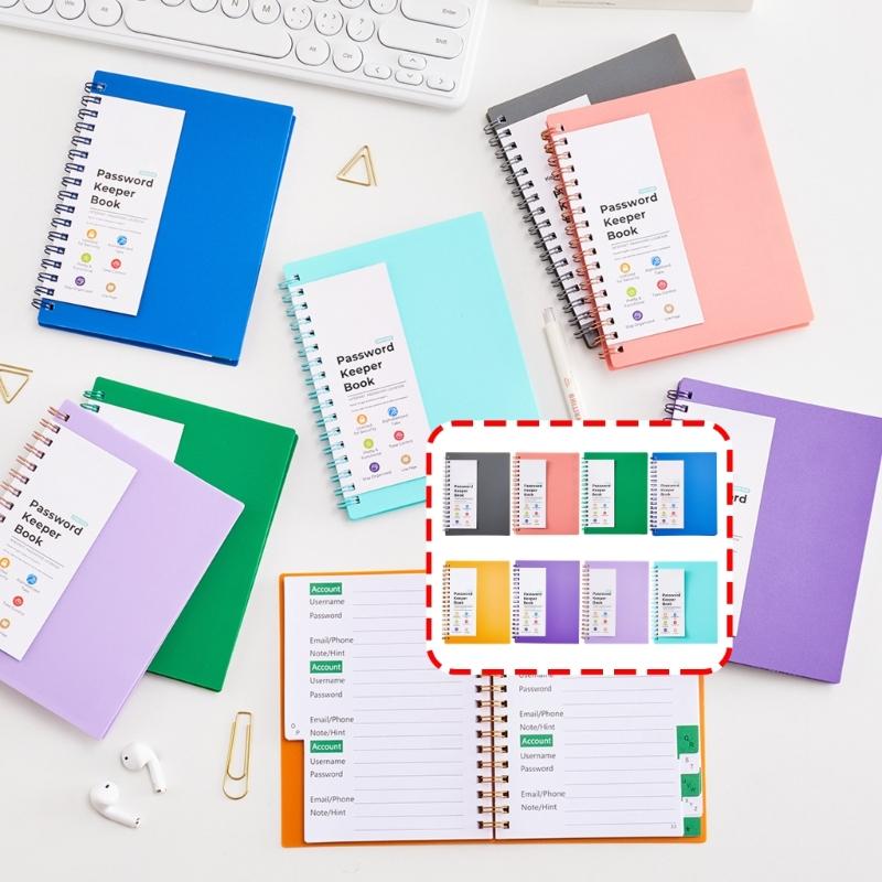 A6 Spirals Notebook Password Book Address Book with Alphabets Index Diary Writing Pad Office School Supplies for Home