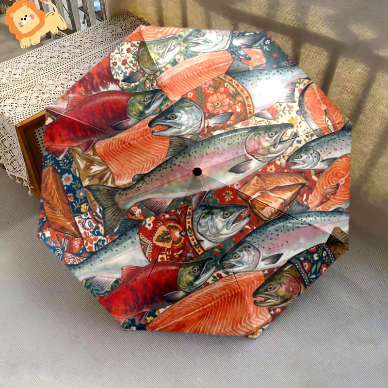 1 Stück Automatischer Faltregenschirm - Retro-Tierkunstmuster, Tragbares & Faltbares Design mit 8 Speichen, Weihnachts-Geburtstagsgeschenke
