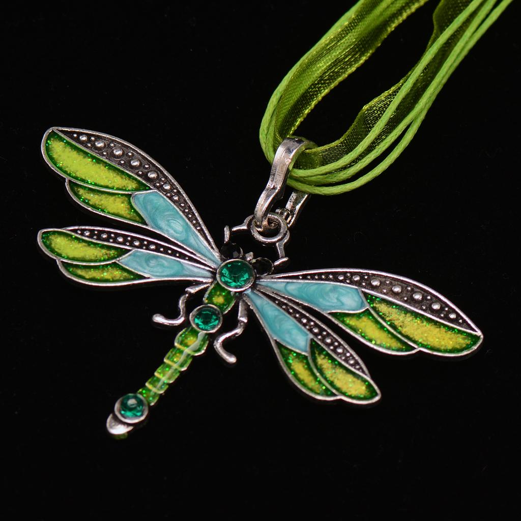 Dragonfly Vintage Ribbon String Purple Diamond Necklace Children'S Girl Necklace