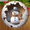 Christmas Wooden Sign with Snowman Pattern - Navidad Round Sign for Front Door, Wall Hanging Decor - Ideal Christmas Decoration