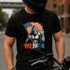 Bigfoot USA Flag 'Merica Print Motorcycle T-Shirt Cotton Men Summer TShirts Casual Short Sleeve