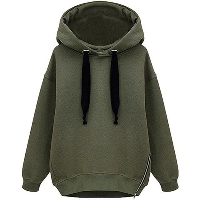 

Вільне верхнє пальто з довгим рукавом і капюшоном Пуловер Великий плюшевий потовщений светр середньої довжини Жіночий смішний топ з капюшоном у європейському стилі XXXL армія зелений колір