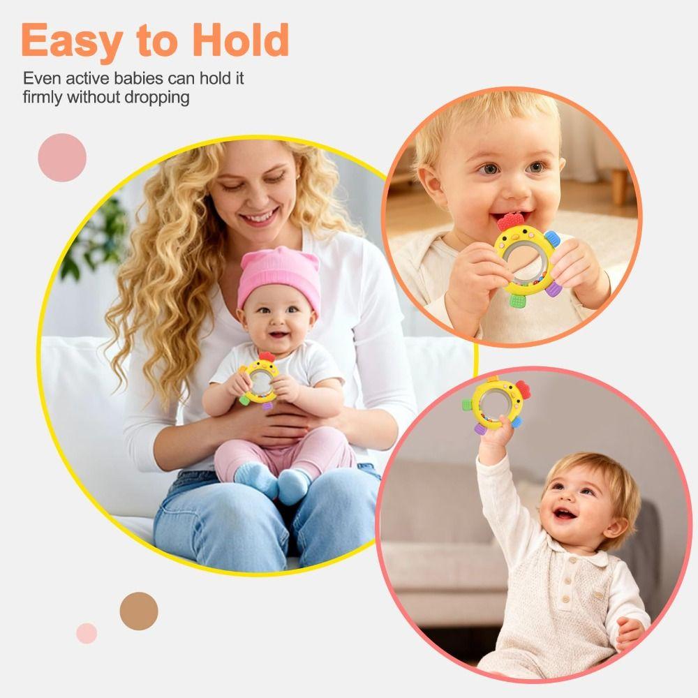 Chick-shaped Baby Teether Toys with Rattle Sensory Toy Cute Chew Toys  3-12 Months