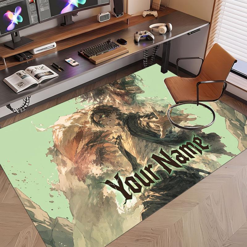 Custom Name Crystal Velvet Rug,Attack on Titan Comfortable Anti Slip Floor Mat For Room Decoration