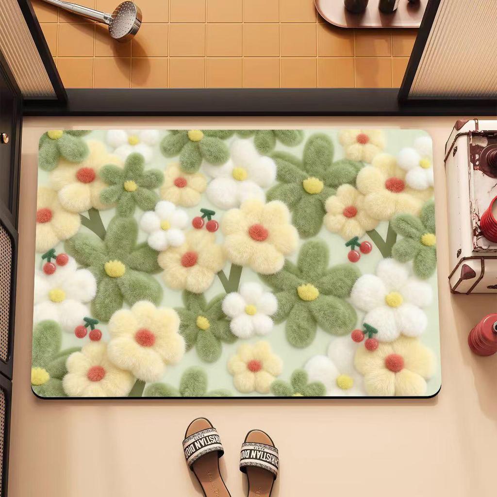 Fresh Floral 3D Diatomaceous Earth Bathroom Mat