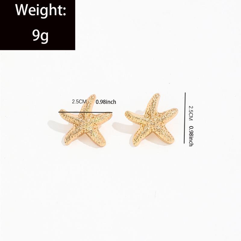 1 Pair Geometric Temperament Casual Starfish Stud Earrings Summer Simple Beach Vacation Style Earrings Ocean Zircon Gift 2024
