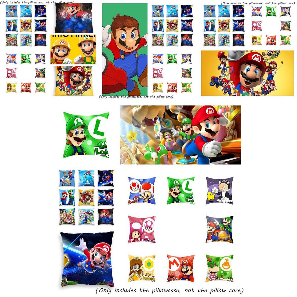 Super Mario Pillow Cover Mario-themed Short Plush Cushion Cover For Car Living Room Décor 45*45cm