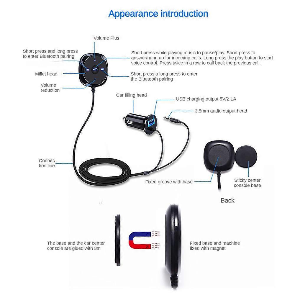 For Car Stereo Audio AUX-in Bluetooth Wireless Receiver Transmitter Adapter FM