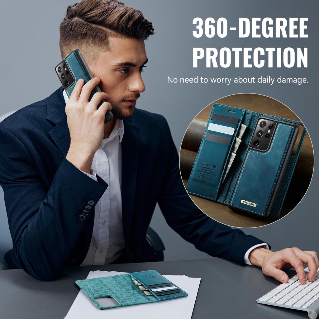 For Samsung Galaxy S21 Ultra 5G Case CASEME C49 Compatible with MagSafe RFID Blocking Detachable Wallet Leather Phone Cover