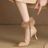 Women Sexy Plush High Heels Chelsea Ankle Boots Luxury Pointed Toe Zipper Shoes 2024 Winter Fashion Gladiator Pumps Botas