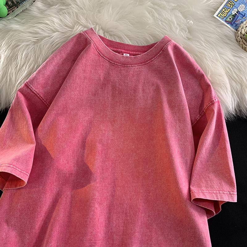 Übergroßes, säuregewaschenes T-Shirt für Damen, Vintage-T-Shirts, lässige Wash-T-Shirts, Mädchen-Retro-Luxus-Tops, T-Shirt-Kleidung