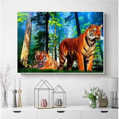 Súprava krížového vyšívania DIY diamantové vyšívanie Forest Tiger Plná okrúhla diamantová maľba na mozaiku Home Decor