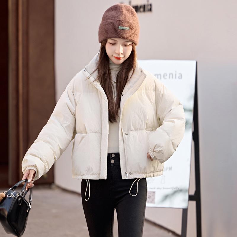 2024 Winter Korean-Inspired Loose Petite Stand-Up Collar Down Jacket for Women