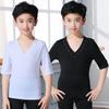 Boys' Latin Dance Performance Tops: Long & Short Sleeve Training Wear for Summer & Autumn Competitions & Exams