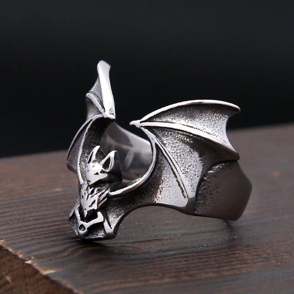 Vintage Simple Bat Ring Stainless Steel Punk Animal Ring For Men Women Biker Unique Amulet Jewelry Gifts Dropshipping