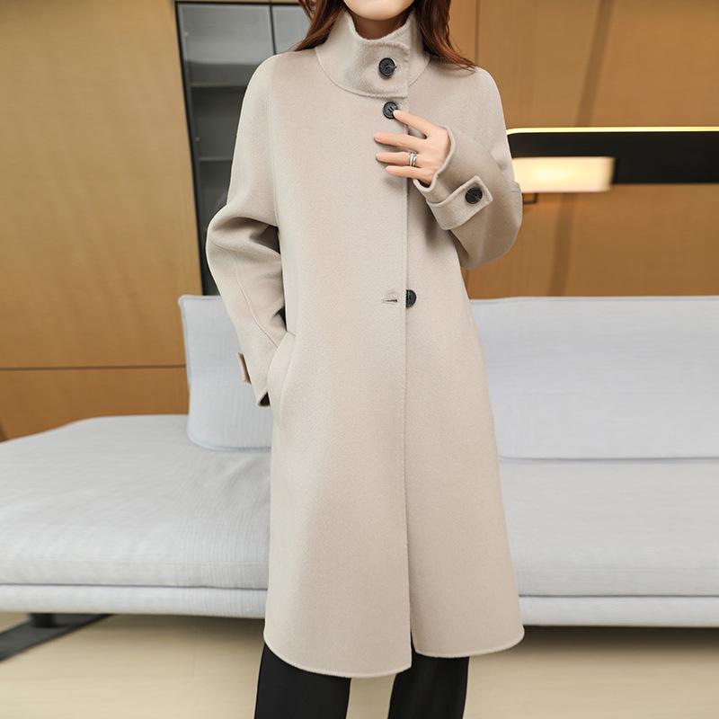 

Элегантное очень длинное шерстяное пальто выше колена для женщин со стойкой L (135-150 jin)