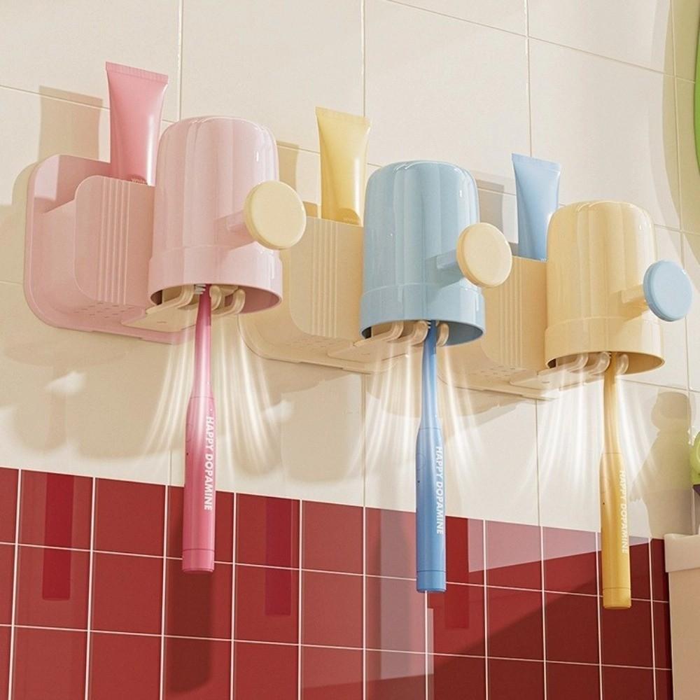 Plastic Toothbrush Storage Rack Dopamine No Drilling Rack Mouthwash Cup Holder  Bathroom Storage