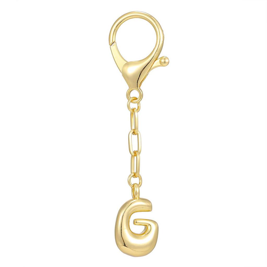 Portachiavi Ciondolo Lettere a Bolla Colore Oro 18K - Disponibili 26 Lettere Inglesi