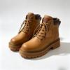 Real Horse Leather Big Yellow Boots Martin Boots Autumn Women's Leather Boots Kick Not Broken Inner Height Increase Outdoor Thick Bottom Tooling