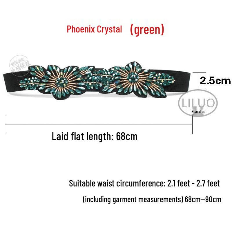 Crystal Rhinestone Elastic Waist Belt for Women's Dresses and Sweaters