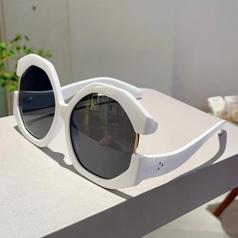KAMMPT Oversized Round Sunglasses Women Vintage Multi Color Sun Glasses Fashion Brand Design UV Protection Outdoor Vacation