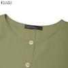 ZANZEA Women Casual Round Neck Solid Color 3/4 Sleeve Loose Dress