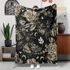 1pc Preppy Style Gothic Floral And Insect Print Throw Blanket - All-Season Hypoallergenic Fleece, Machine Washable, Tear-Resistant Digital Print, Mult