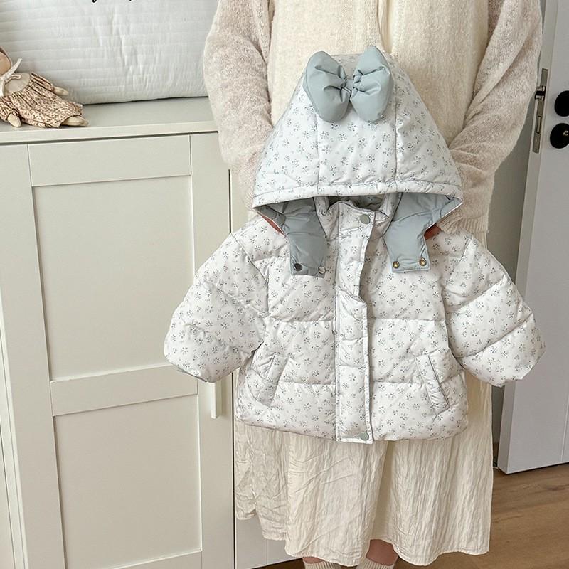 Girls Winter Down Coat 90% White Duck A-Class Thickened Mid-Length Hooded Toddler Outerwear 1-3 Years