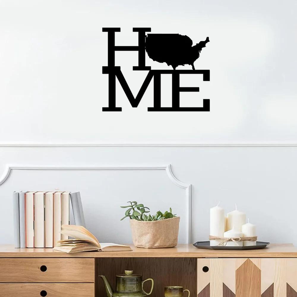 Metal Home Sign USA - Wall Décor with Silhouette of America, Stylish Metal Wall Hanging, and Elegant Wall Hanger for Home