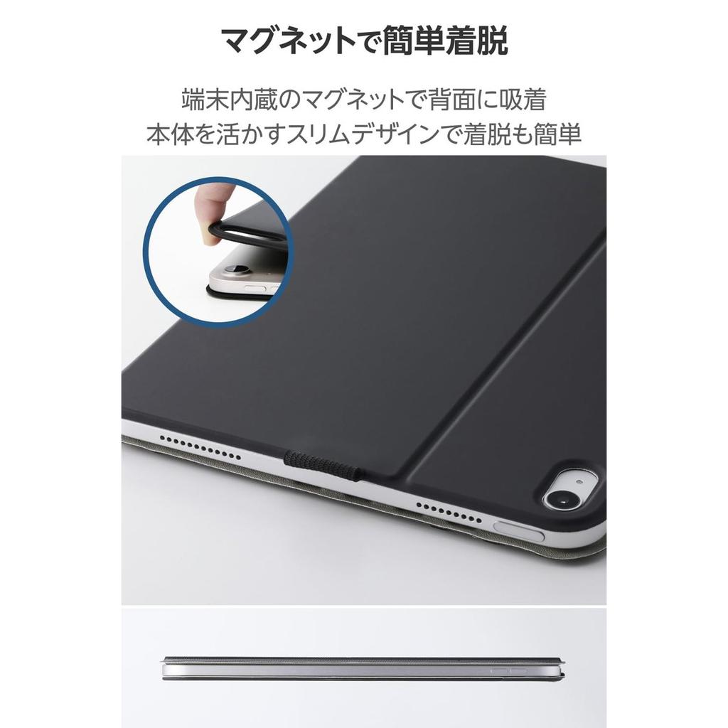 ELECOM iPad 10.9 10th Gen / 11 Inch 11th Gen Case Slim Flap Soft Leather Cover 7-Stage Stand Sleep/Wake function Drawing Angle Black TB-A25RWVDBK