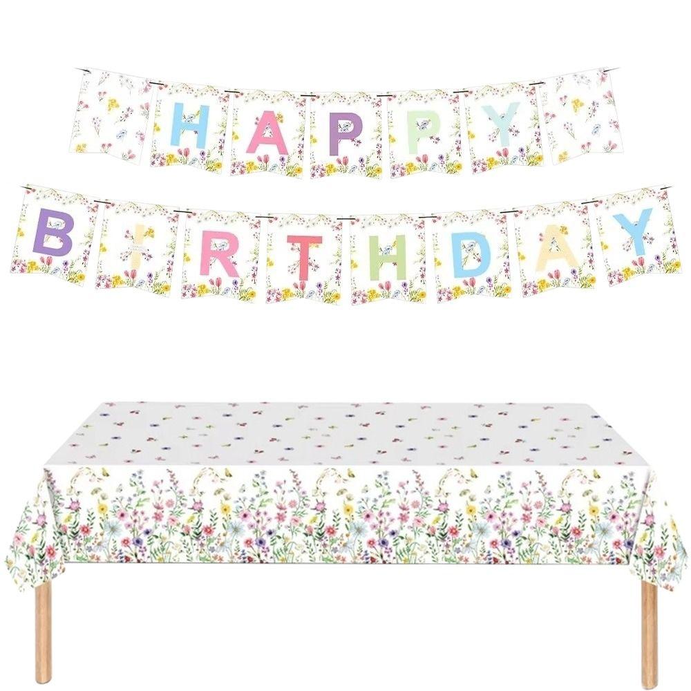 Banner Party Tableware Set Tablecloth Baby Shower Decor New Birthday Party Set  Outdoor Party