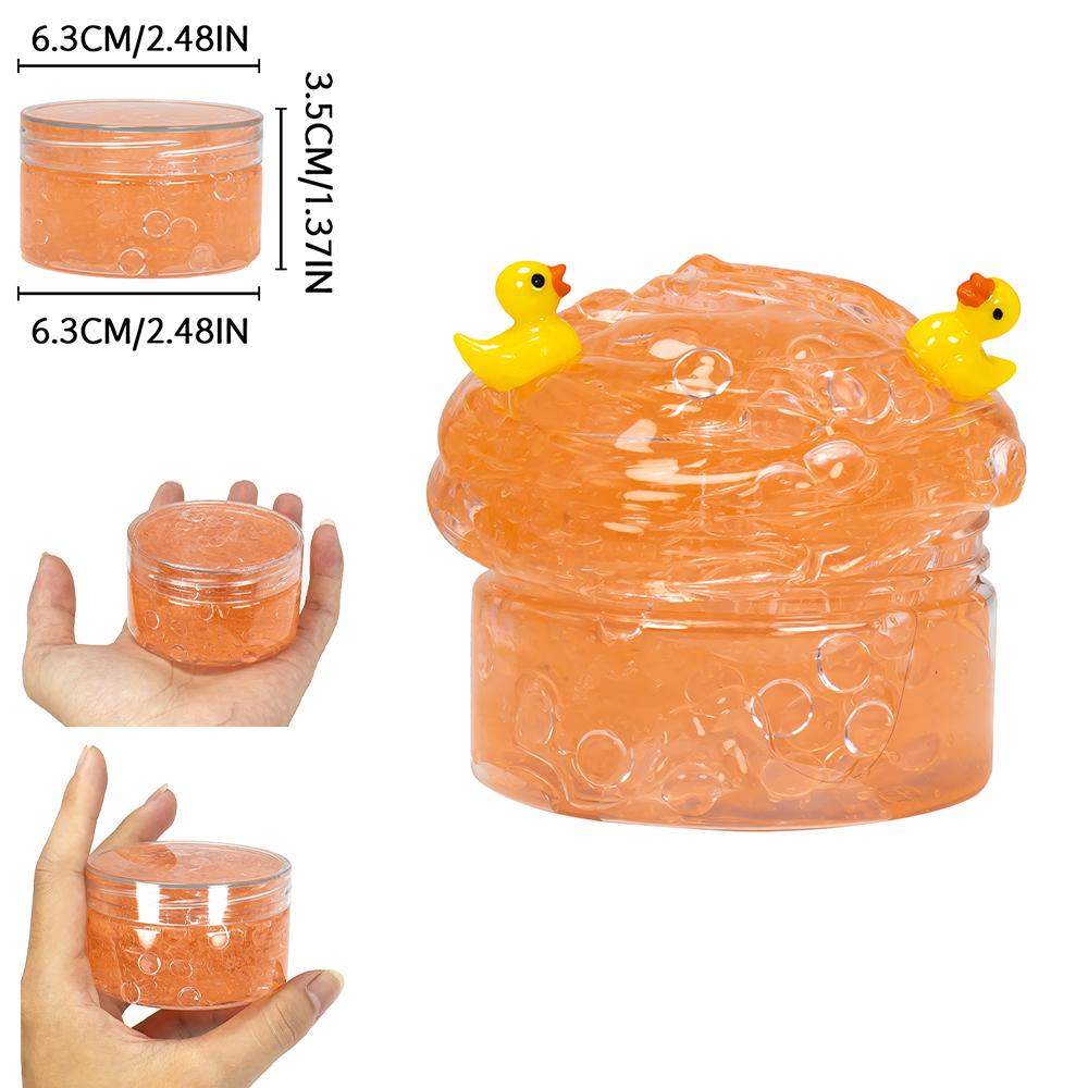 Kids Childrens 120ml Clear Beads Slime Kit with Duck Charms - Perfect Anti Stress Stretchy Non-Sticky Crystal Slime Gift Present for Teens
