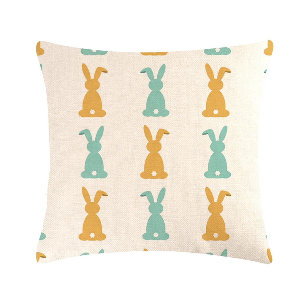 Easter Bunny Linen Pillowcase Home Sofa Cushion Cover