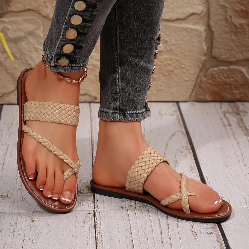 Summer Flat Women's Slippers New Sandals Casual Flip Flops Shoes Beach Solid Slippers Women Outdoor Round Toe Slides