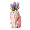 Small Fairy Head Planter Resin Girl Face Flower Pot Cute Cactus Pot for Balcony Yard Garden Desk Decor Gift for Women