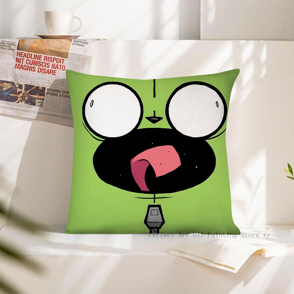 Cartoon Pillow Case Fashion Square Pillowcase Bedroom Sofa Room Ins Decoration Leisure Invader Zim Cushion Cover 40x40